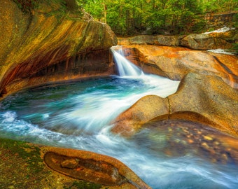 The Basin - Franconia Notch State Park New Hampshire - White Mountains-watervallen - NH Canvas | Fotopapier afdrukken | Ingelijste foto | Metaal