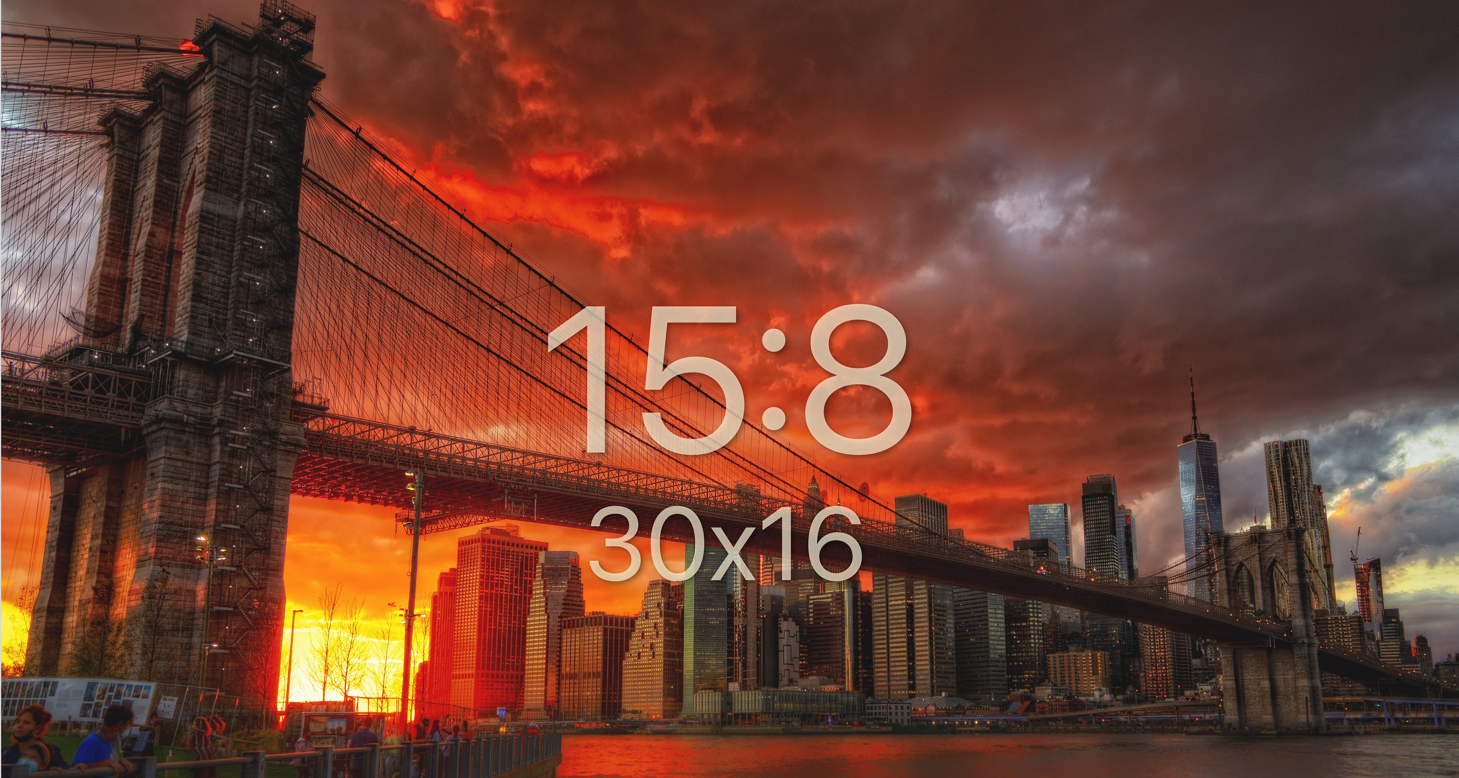 Atardecer en Nueva York - Horizonte de Manhattan y el Puente de Brooklyn -  Impresión en lienzo de Nueva York - Impresión en lienzo de Brooklyn - Arte  mural de Nueva York -, image size:3000x1600