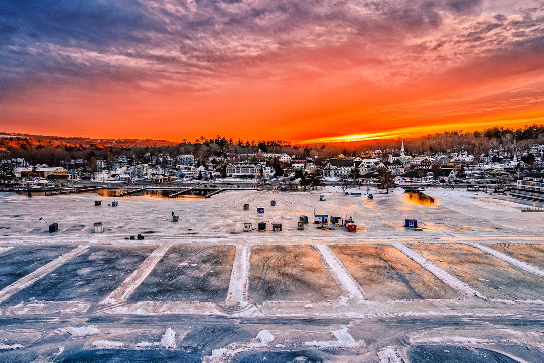 Meredith New Hampshire Pond Hockey Classic and Ice Fishing Derby on