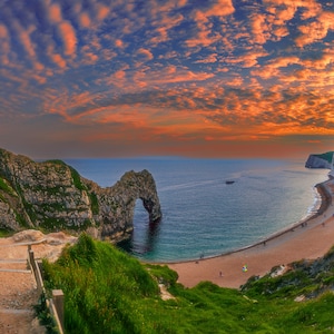 Durdle Door Sunset Photo Print Wall Art - UK Jurassic Coast Sunset | Great Britain Canvas Print | Photo Paper Print | Framed Photo