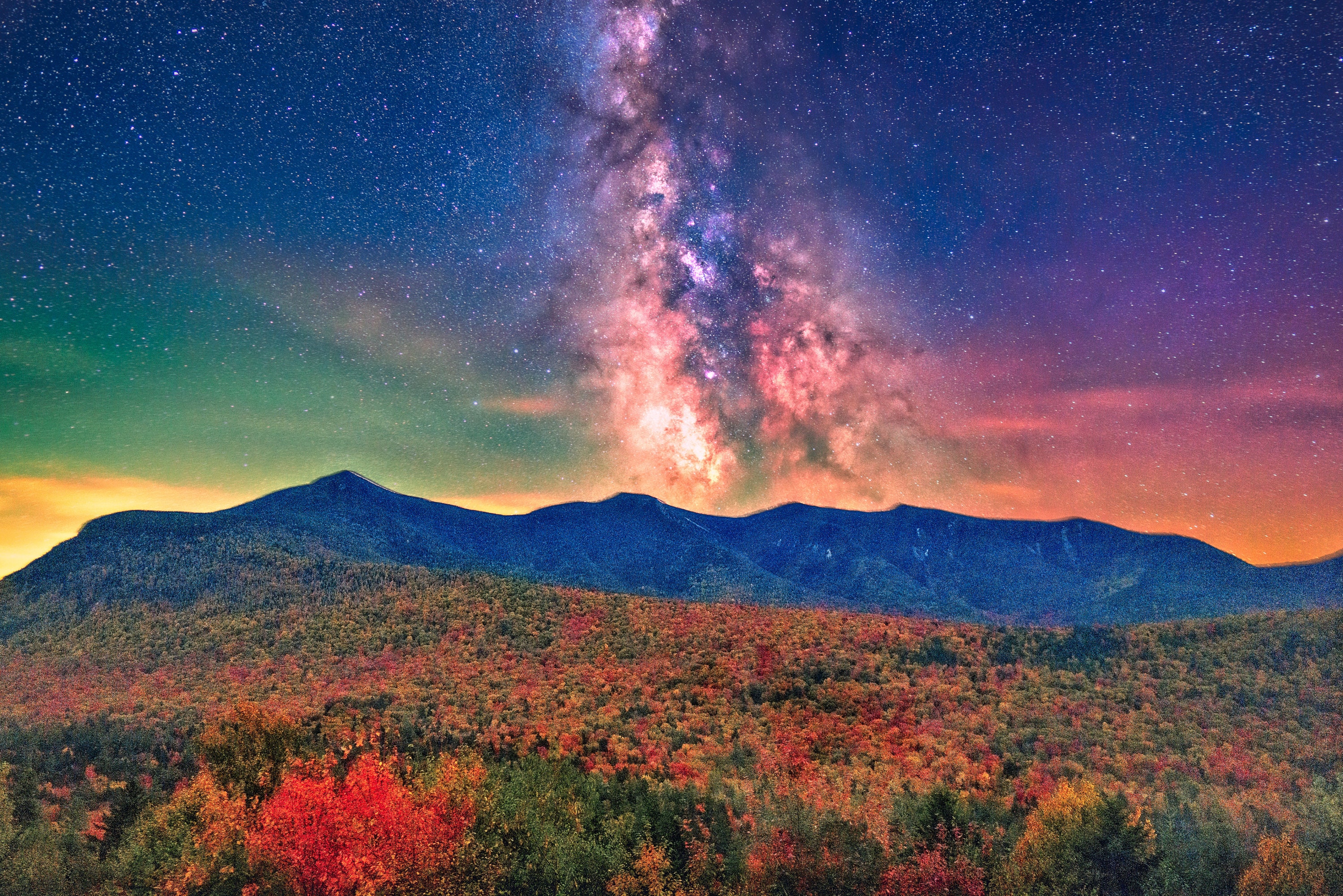 Kancamagus Highway Milky Way Fall Foliage Photography Print