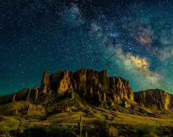 Lost Dutchman State Park - Phoenix Arizona - Milky Way Landscape Photo Print