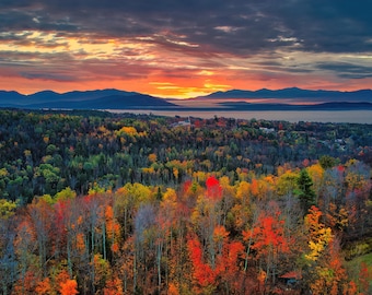 Vermont Fall Photo Wall Art, Autumn Colors Landscape, New England Foliage Decor, VT Gift