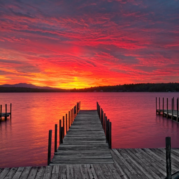 Weirs Beach Lake Winnipesaukee Sunrise - Laconia NH - Lake Winni - Canvas Art | Lakes Canvas | Photo Paper | Framed Picture | Metal Print