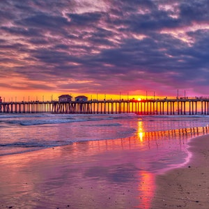 Huntington Beach Pier Photo  | Orange County Sunset Wall Art | California Landscape Photography | Canvas Photo Print, Framed, Metal