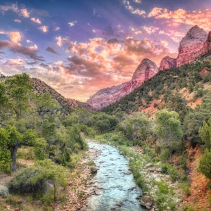 Zion National Park | Sunrise Sky | Utah (Art Print, Landscape Art, Landscape Photography) Canvas or Metal Print, Office Decor
