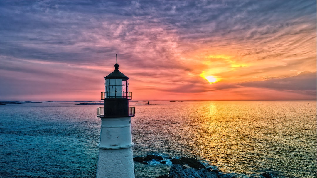Portland Head Light Sunrise| Maine Lighthouse Wall Art | Portland ...