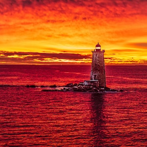 Kittery Maine Whaleback Lighthouse Photo Print Wall Art - Maine Coast Lighthouse Picture - | New Castle New Hampshire
