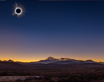 Mount Katahdin in Total Solar Eclipse Maine | Mt Katahdin Photo Print Maine - Composite - Digital Copy