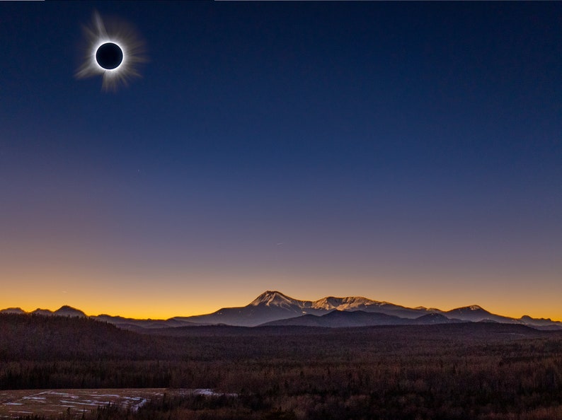 Mount Katahdin in Total Solar Eclipse Maine Mt Katahdin Photo Print Maine image 1