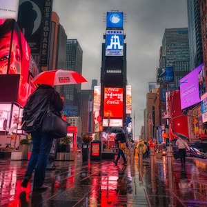 Times Square Art - Rain - NY Wall Decor - New York Art - Manhattan Canvas Print - Times Square Canvas Print - NYC Wall Art-New York Wall Art