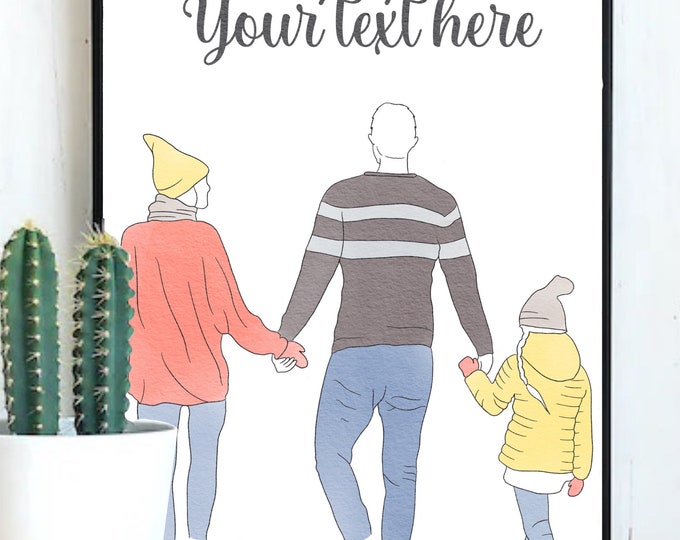 Watercolour Line People Portrait Pen and Ink Drawing Personalised Art  Custom family portrait