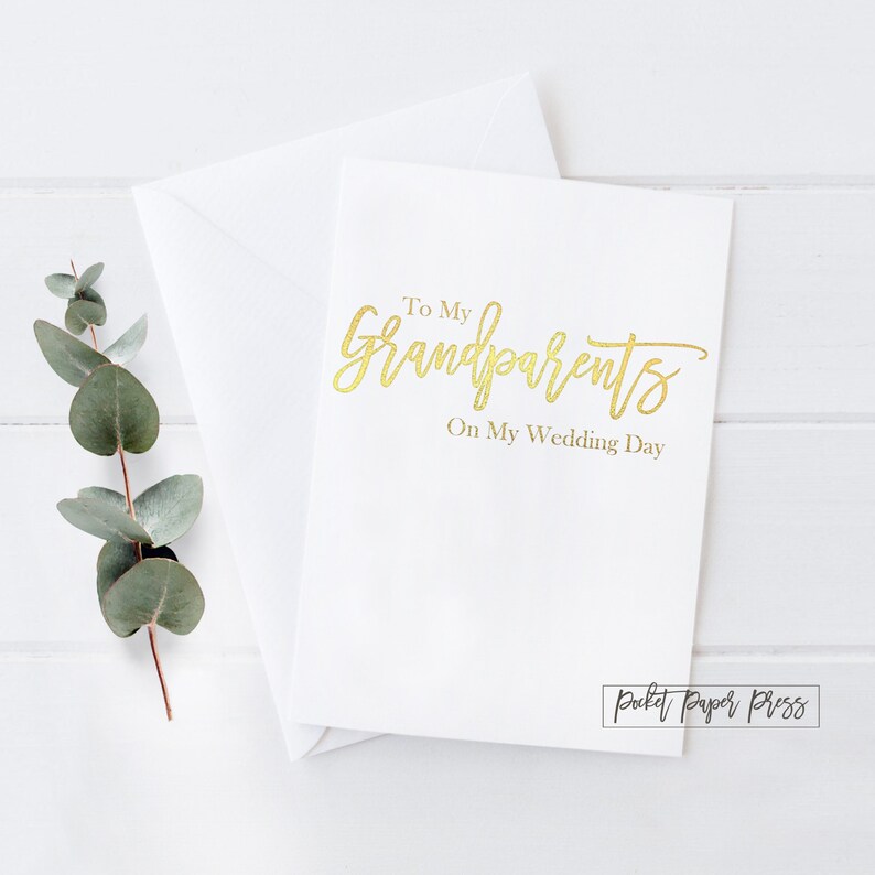 Gold Foil Wedding Card Grandma Wedding Card To My Grandparents On My Wedding Day Card Wedding Party Card Gift for Grandparents Wedding