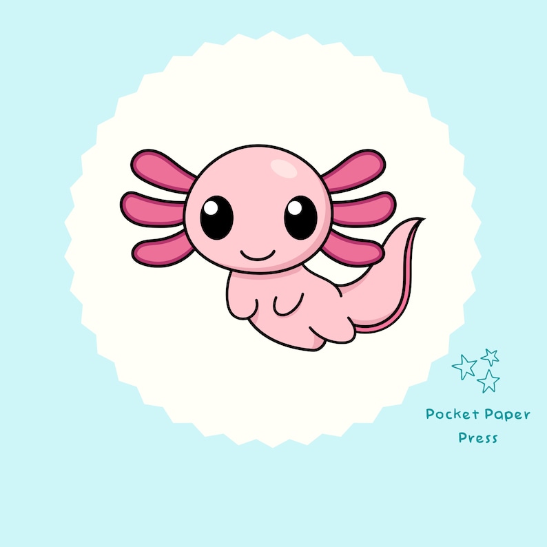 Axolotl download Premium Vector Clipart Cute axolotl Clipart | Etsy