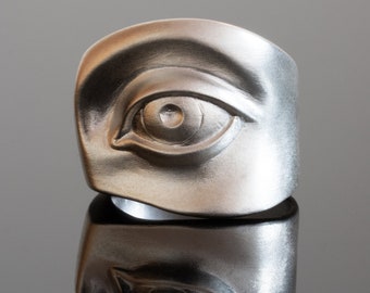 925 Eye Statement Ring, All Seeing Eye Ring, Third Eye Ring, Inner Eye Ring, Sterling Silver Art Jewelry for Men and Women