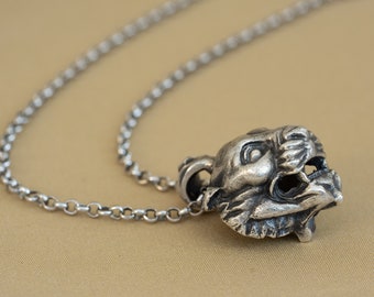 Jaguar Head Pendant, Panther 925 Sterling Silver Power Amulet