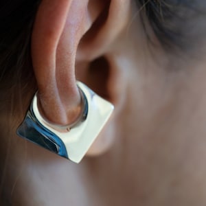 925 Silver Stingray Ear Cuff, No Piercing Sterling Silver Cuff Earring, Modern Art Jewelry