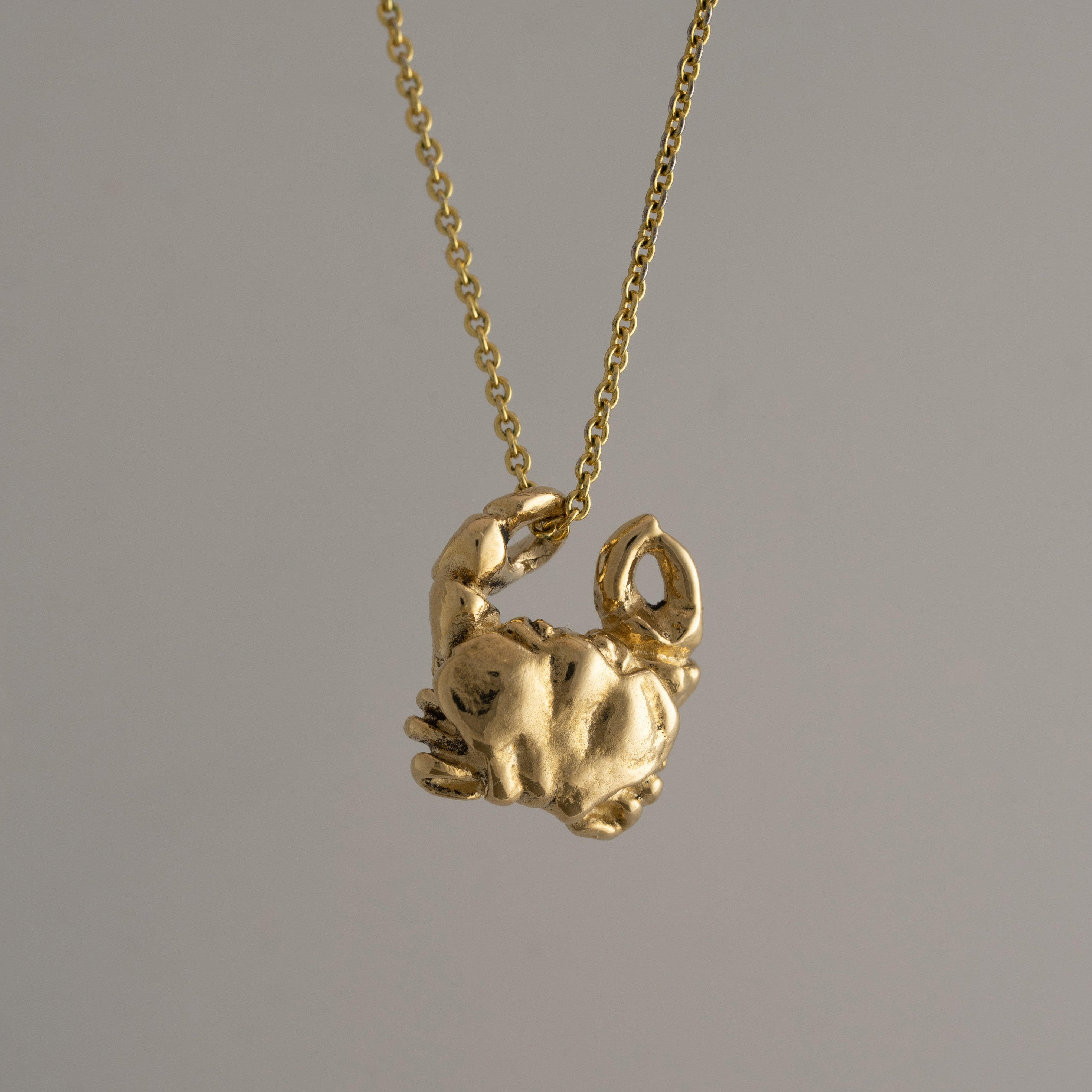 14 kt gouden hanger met krab - Massief gouden ketting met sterrenbeeld Kreeft - Kunstsieraden voor mannen en vrouwen