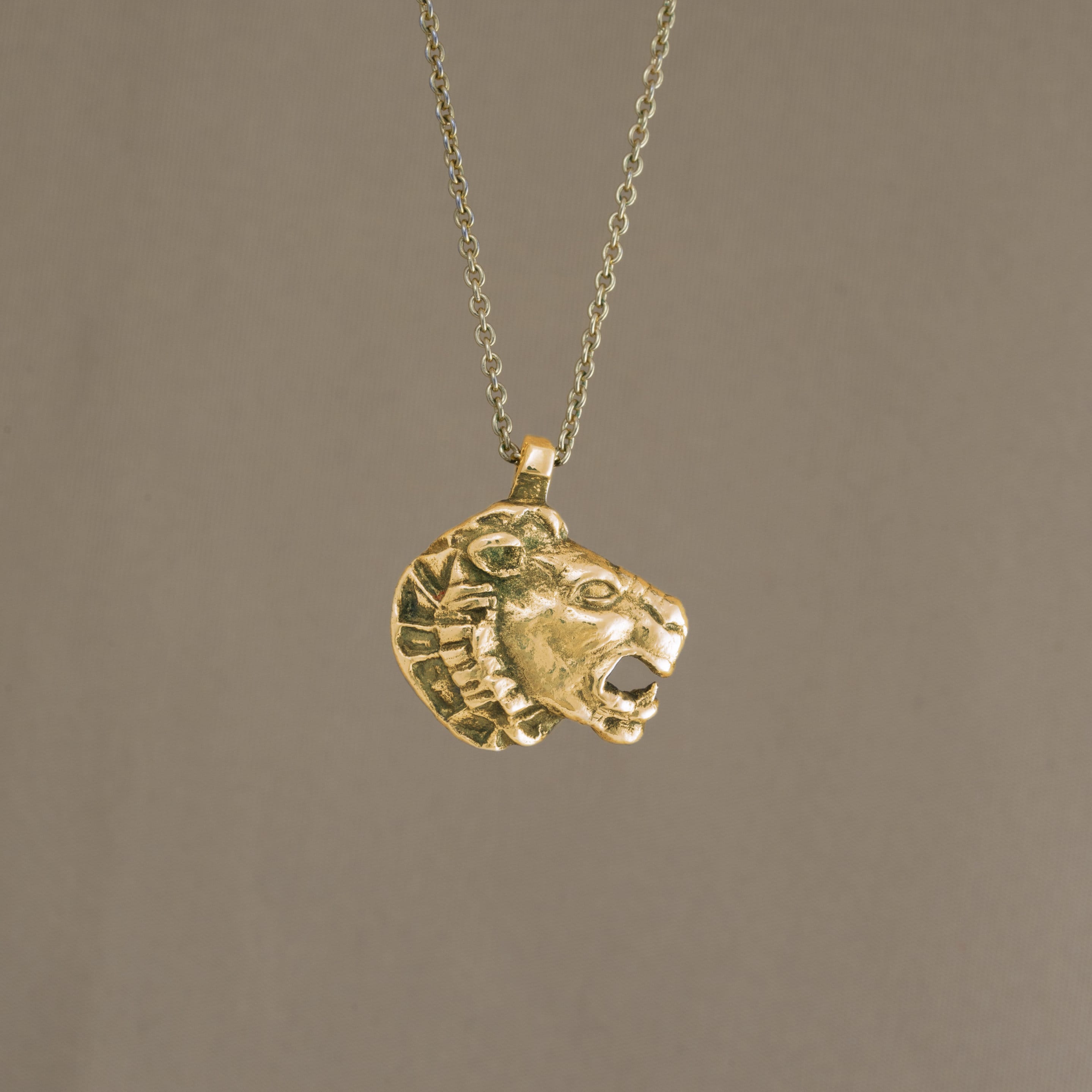 14K Gold Leo Necklace, Solid Gold Lion Zodiac Sign Pendant, Art Jewelry for Men and Women