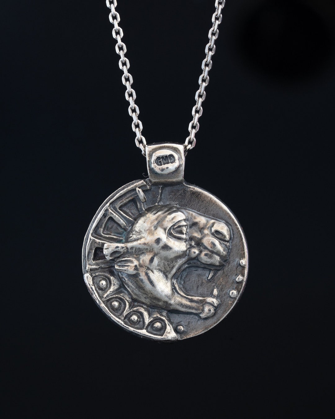 Lion Medallion Necklace Leo Zodiac Pendant Sterling Silver - Etsy