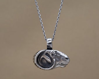 925 Sterling Silver Aries Zodiac Pendant - Ram Necklace - Astrology Jewelry - Ancient Inspired