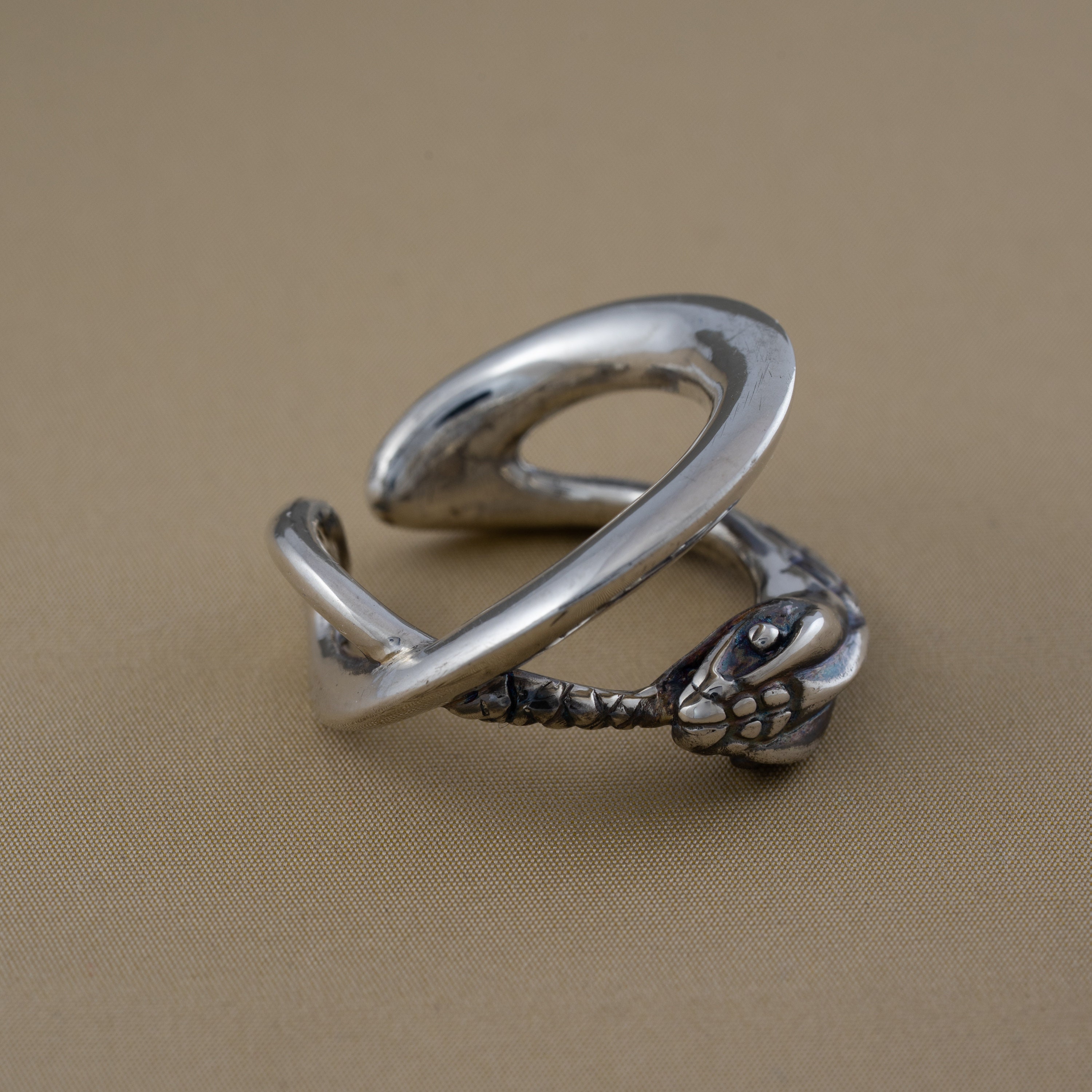 925 Silver Ouroboros Snake Serpent Ring and Ear Cuff Infinity Figure 8 Knuckle Ring