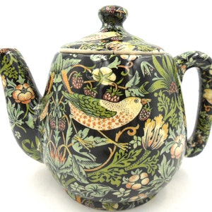 William Morris black strawberry thief design Cocktail 1 cup teapot