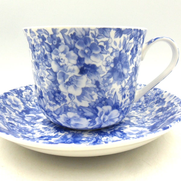 Blue Olde England design Jumbo cup and saucer.