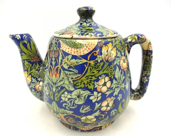 William Morris blue strawberry thief design Cocktail 1 cup teapot