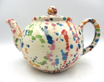 6 cup teapot in Paint Splashes design by Heron Cross Pottery