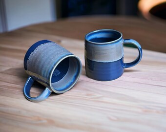 Blue Flower Ceramic Handmade Mug-350 Ml 