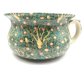 Grande vaso da notte in stile vintage nel design William Morris Woodpecker