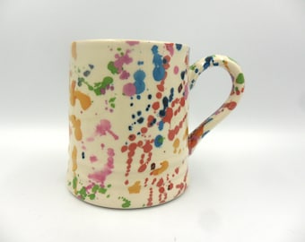 Paint Splashes design tankard mug made by Heron Cross Pottery