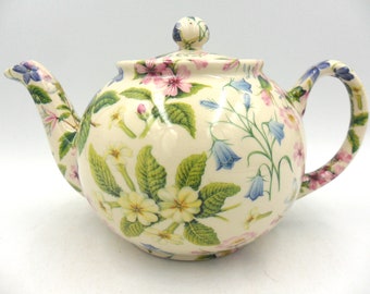 2 cup teapot in dog rose design by Heron Cross Pottery