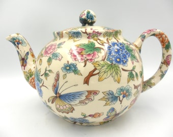 Oriental Garden design 6 cup teapot made by Heron Cross Pottery