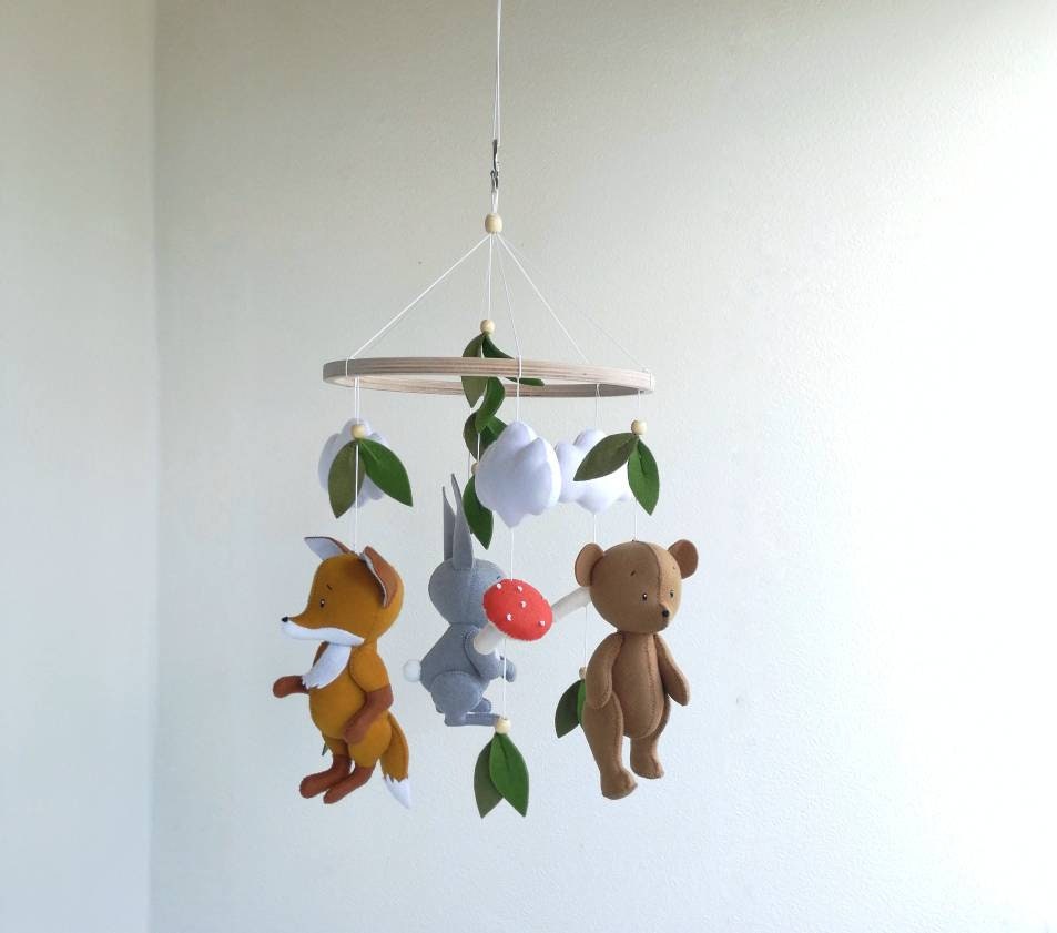 Woodland baby mobile for nursery Forest animals mobile Etsy