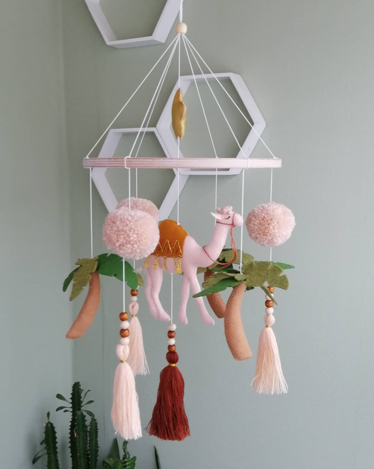 Сamel and palm trees baby mobile Boho crib mobile Boho Etsy