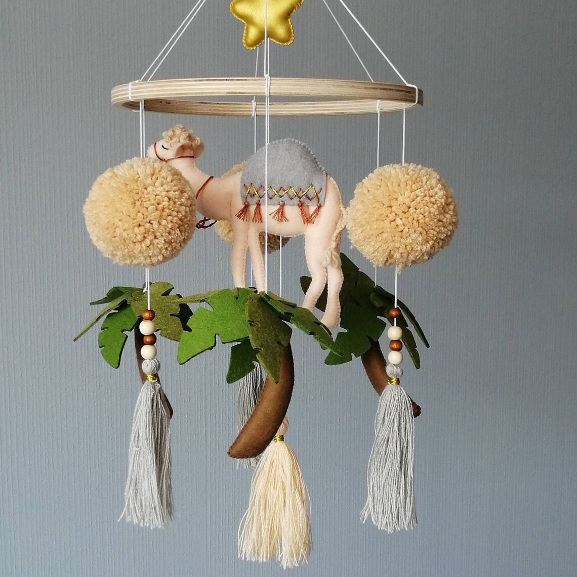 Сamel and palm trees baby mobile Boho crib mobile Boho Etsy