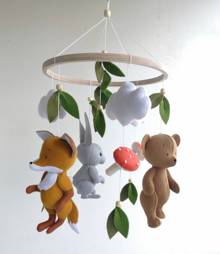 Woodland baby mobile for nursery Forest animals mobile Etsy