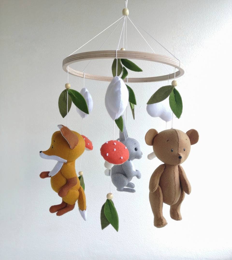 Woodland baby mobile for nursery Forest animals mobile Etsy