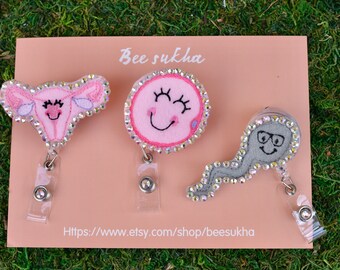 Retractable Badge Nurse ID Badge Reel Don/'t Ovary-Act Stethoscope ID Tag Paper Clip Lanyard Planner Clip Don/'t Over React