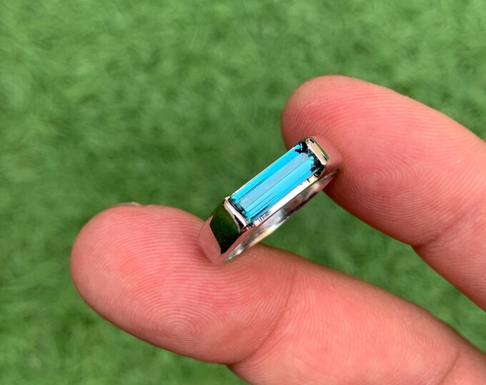 Natural Indicolite Tourmaline Ring. natural Blue Indicolite Tourmaline Silver Ring. Hand Made tourmaline Ring. Tourmaline Ring.