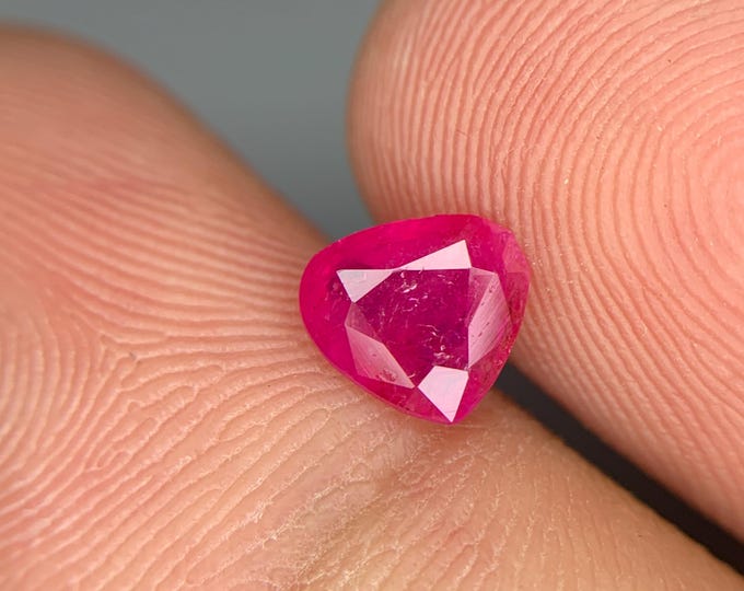 Natural Unheated Ruby . Unheated Certified Ruby . Heart Shape Ruby . Natural No Heat 1.38 Ct Ruby From Afghanistan .