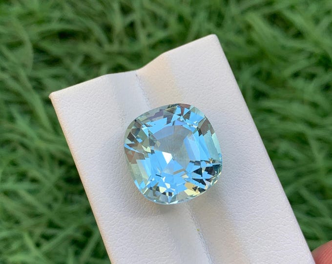 Authentic Natural Blue Aquamarine . Natural Loose 13.20 Ct  Blue Cushion Cut Aquamarine. Aquamarine For Ring .Aquamarine For Jewellery.