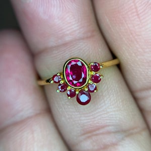 Burma Ruby Ring: Pinkish Red Sterling Silver Ladies Ring