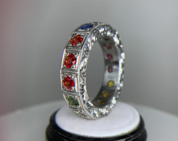 Natural Sapphire Ring .Certified Multi Colure Sri Lankan Sapphire Hand Made Ring. Sapphire Ring . Hand MAde Crafty Work Silver For Gents.