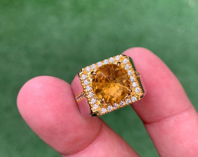 Natural Citrine Ring. Citrine Ring . Natural Round 6.8 Carat Citrine In Silver Ring. Citrine in Gents Silver Ring . Yellow Citrine Ring.