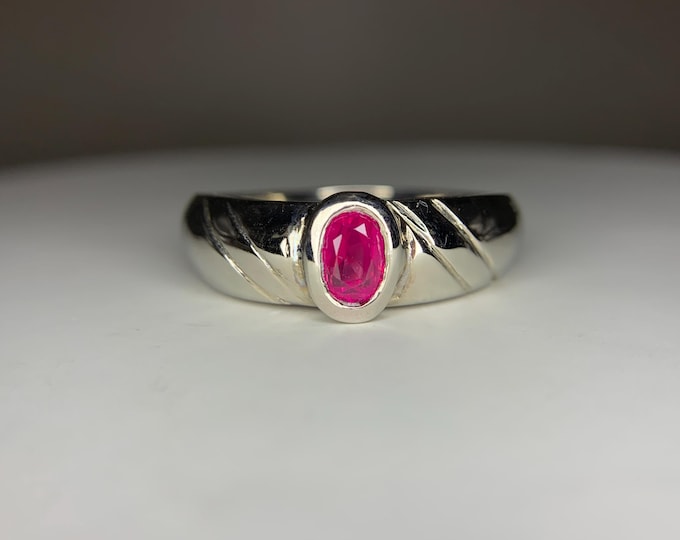 Authentic Natural No-Heat Certified Mozambique Ruby in Sterling Silver Ring – Elegant & Timeles- Gents Ruby Ring. July Birthstone Ring.