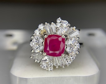 Natural Afghanistan Ruby Ring: Sterling Silver, Certified Gemstone
