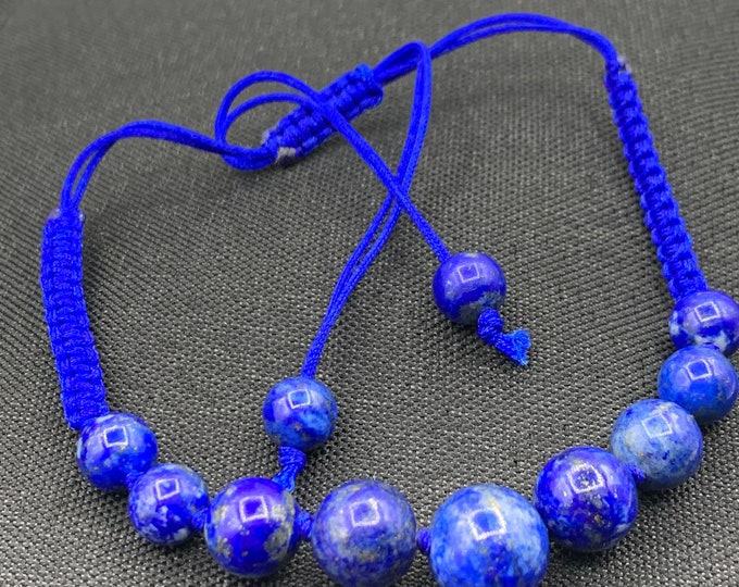 AAA Quality Natural Lapis Lazuli With Pyrite & Calcite Beads Bracelet. Hand Made Blue God Bracelet. Lapis Lazuli Healing Positive Energy.